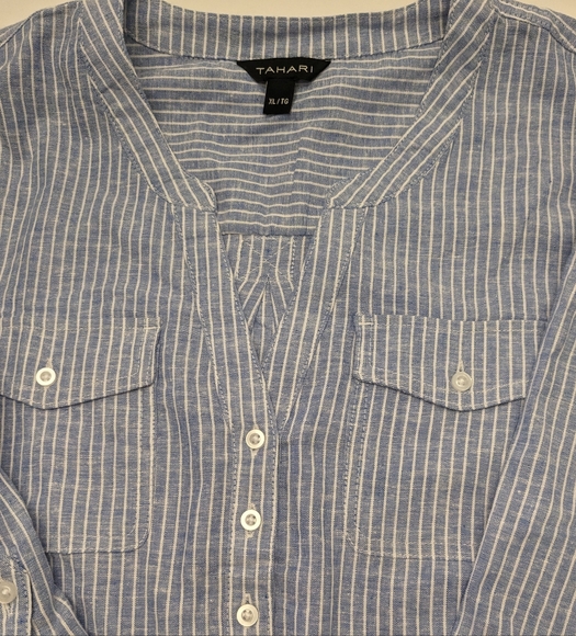Tahari linen Shirt XL NWOT - Picture 2 of 5